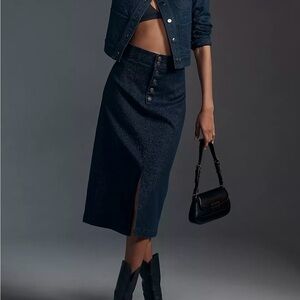 NWT Size 4 - Anthropologie Pilcro Sparkle Denim Midi Pencil Skirt